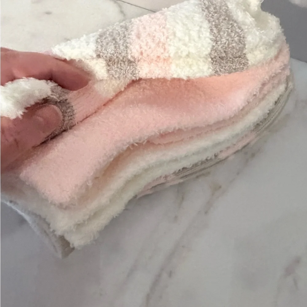 Nine West Gray and Pink Floral striped Socks set of 4